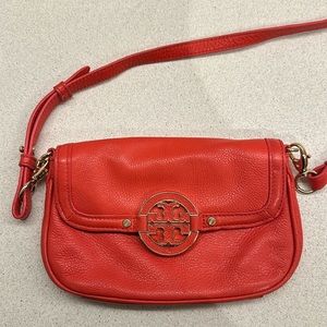 Tory Burch Amanda Leather Mini Crossbody Bag Orange